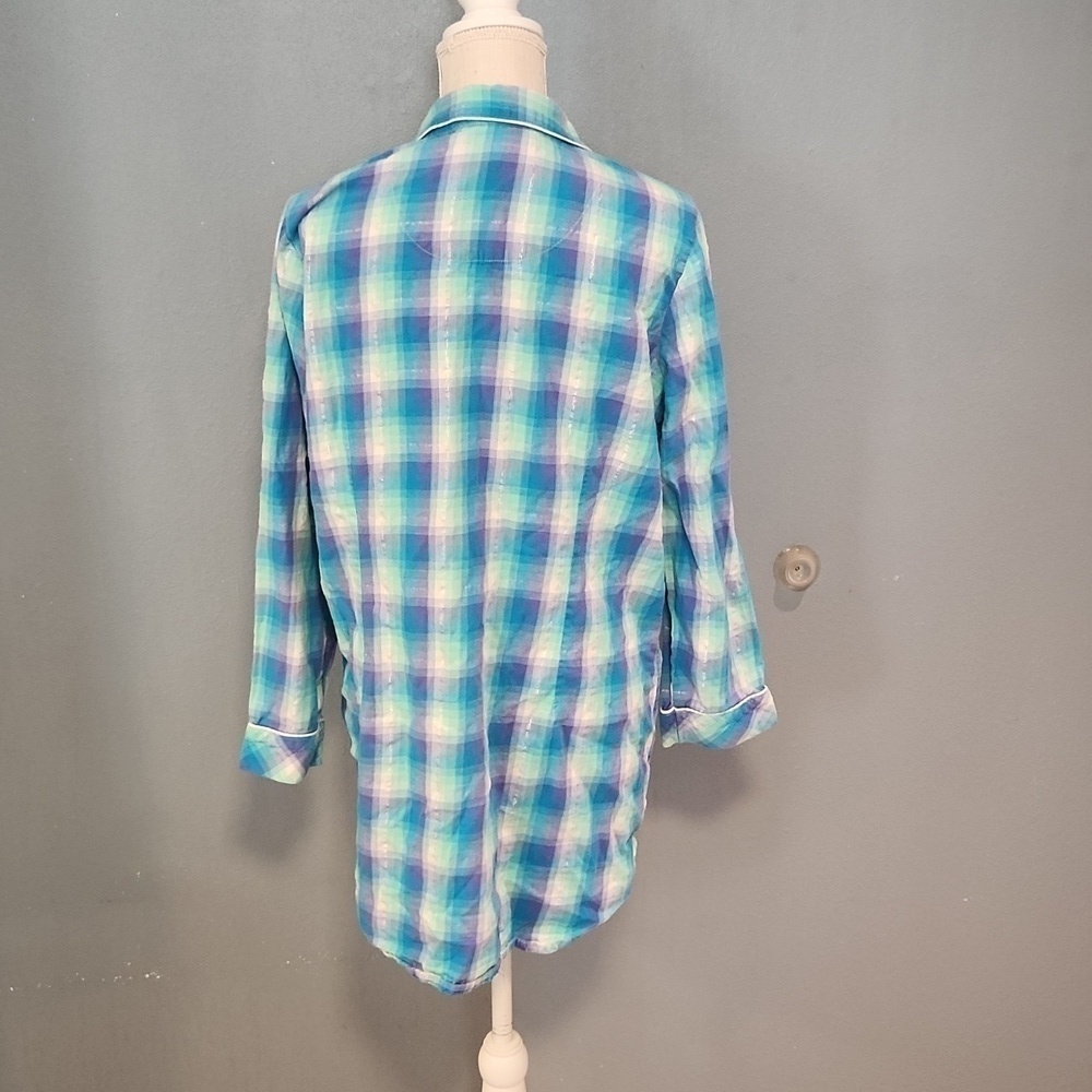 Victoria's secret flannel plaid button down pajama shirt size large - Picture 4 of 9